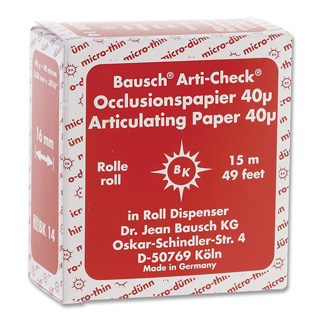 Bausch Articulating Paper 15m x 16mm Roll 40u (.0016") Red BK-14 (200)