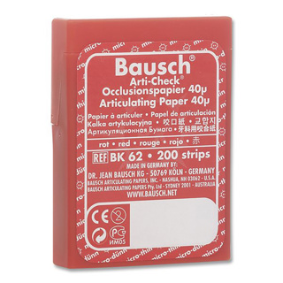 Bausch Articulating Paper Pre-cut Strips 40u (.0016") Red BK-62 (200)