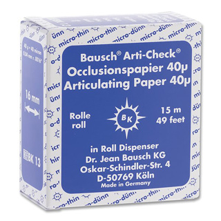Bausch Articulating Paper 15m x 16mm Roll 40u (.0016") Blue BK-13 (200)