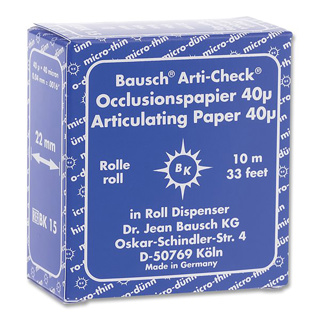 Bausch Articulating Paper 10mm x 22mmRoll 40u (.0016") Blue BK-15 (200)