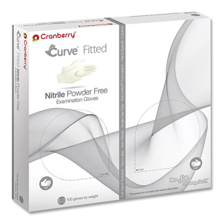 Cranberry Curve Nitrile PF Fitted Glove White S 6.5