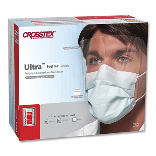 Crosstex Ultra FogFree Earloop Mask w/Shield Level 3 Blue (25)