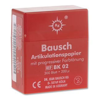 Bausch Articulating Paper w/ dispenser 200u (.008") Red BK-02 (300)
